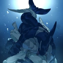 This is a pixiv picture whose title is 人魚が見える深さまで.