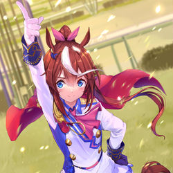 This is a pixiv picture whose title is テイオー！.