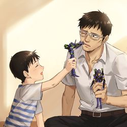This is a pixiv picture whose title is シンジ、顔を狙うのはやめなさい.