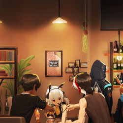 This is a pixiv picture whose title is カフェラウンジ.