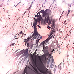 This is a pixiv picture whose title is 🌸しだれ桜と初恋のきみ🌸.