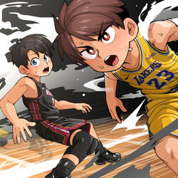 This is a pixiv picture whose title is 習作「超次元バスケ」.