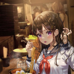 This is a pixiv picture whose title is 🍜.