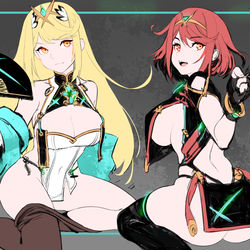 This is a pixiv picture whose title is PYRA x MYTHRA.