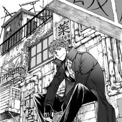 This is a pixiv picture whose title is 斎藤一と九龍城的風景.