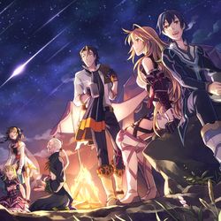 This is a pixiv picture whose title is 旅空の下で.