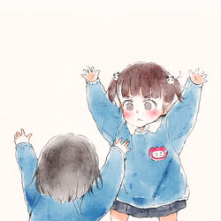 This is a pixiv picture whose title is これは玩具の取り合いでレッサーパンダのように威嚇し合うちびっ娘達.