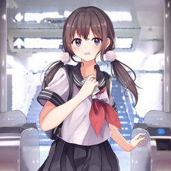 This is a pixiv picture whose title is 「ごめん、ちょっと補習があって、待った？」.