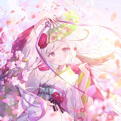 This is a pixiv picture whose title is 桜舞う.