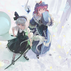 This is a pixiv picture whose title is 亡霊と半亡霊.
