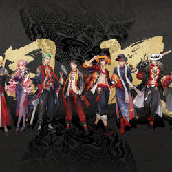 This is a pixiv picture whose title is 海贼国风系列-black / red.