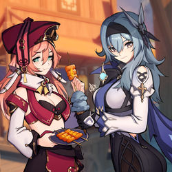 This is a pixiv picture whose title is Eula & Yanfei.