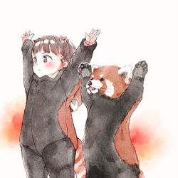 This is a pixiv picture whose title is これは威嚇しているのか降参しているのか分からなくなってしまった絵.