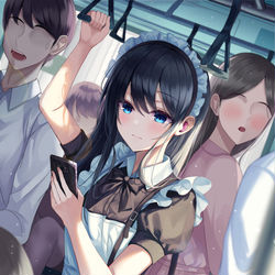 This is a pixiv picture whose title is 地下鉄に乗って出勤するメイドさん.