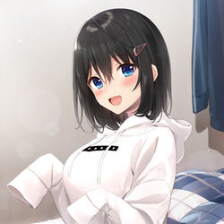This is a pixiv picture whose title is パーカーを拝借した幼馴染ちゃん.