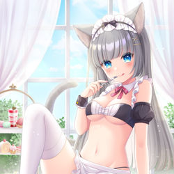 This is a pixiv picture whose title is おサボりねこメイド.