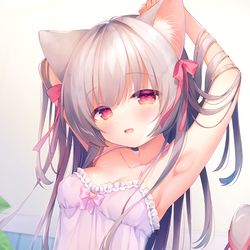 This is a pixiv picture whose title is 寝よっか….