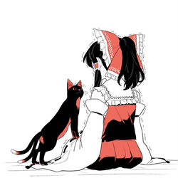This is a pixiv picture whose title is 猫と霊夢.