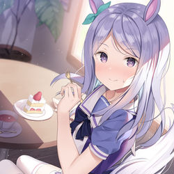 This is a pixiv picture whose title is スイーツの誘惑に負けたマックイーン.