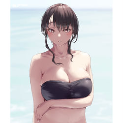 This is a pixiv picture whose title is すすめられた水着を律儀に着る先生.