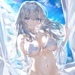 This is a pixiv picture whose title is 銀髪少女.