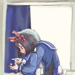 This is a pixiv picture whose title is 馬娘貼貼.