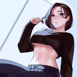 This is a pixiv picture whose title is ショート丈のトップス.