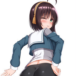 This is a pixiv picture whose title is プリケツで挑発してくるスパッツ茉子ちゃん.