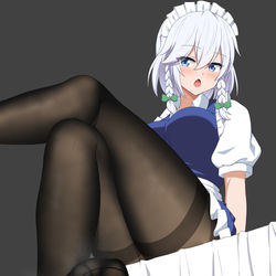 This is a pixiv picture whose title is 黒タイツ咲夜さん.