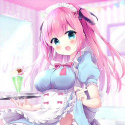 This is a pixiv picture whose title is メイドカフェでバイト中の幼馴染を見に行ったら.