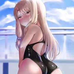 This is a pixiv picture whose title is 水着イリヤちゃんをパシャリ‼︎.