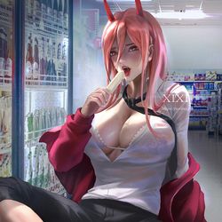 This is a pixiv picture whose title is 电锯人帕瓦.