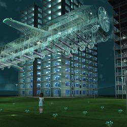 This is a pixiv picture whose title is 帰り道の空船(そらふね).