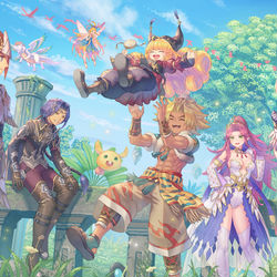 This is a pixiv picture whose title is 聖剣3リメイク一周年おめでとう絵.