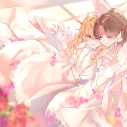 This is a pixiv picture whose title is 白レイマリ🌸.