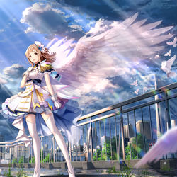 This is a pixiv picture whose title is 君が見るこの背中に翼が見えるように.