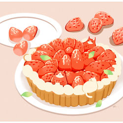 This is a pixiv picture whose title is いちごねこ.