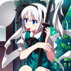 This is a pixiv picture whose title is 飴ぺろ休憩妖夢ちゃん！.