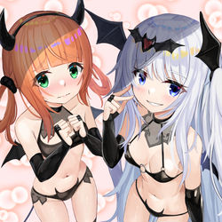This is a pixiv picture whose title is サキュバスコスプレの愛彩と佳奈.