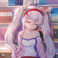 This is a pixiv picture whose title is 拉菲-看书看到睡着噜.