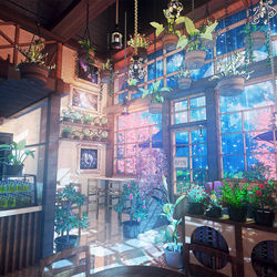 This is a pixiv picture whose title is カフェ(夜).
