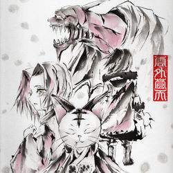 This is a pixiv picture whose title is シャーマンキング　水墨画練習中55.