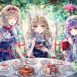 This is a pixiv picture whose title is 魔女たちの不思議なお茶会.