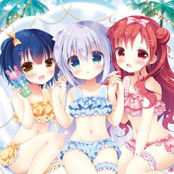 This is a pixiv picture whose title is 水着チマメ隊.