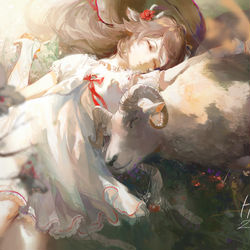 This is a pixiv picture whose title is 鶯色ノ 夢.