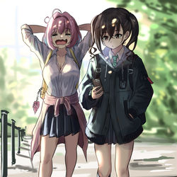 This is a pixiv picture whose title is いつも一緒に登校してくる二人.