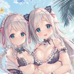 This is a pixiv picture whose title is ふたりの水着.
