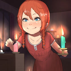 This is a pixiv picture whose title is ろうそくと女の子.