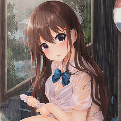 This is a pixiv picture whose title is バス停濡れ透けJKちゃんまとめ.