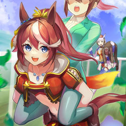 This is a pixiv picture whose title is ウマ娘に乗せて貰って速さを体感したい.